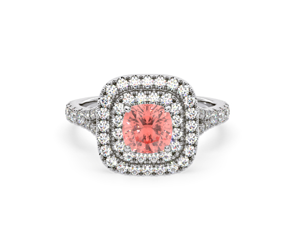 Anastasia Pink Lab Diamond 1.65ct Halo Ring in 18K White Gold - Elara Collection - 360 View