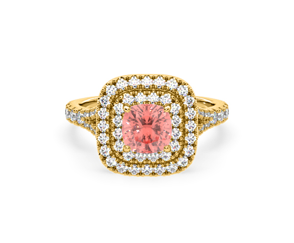 Anastasia Pink Lab Diamond 1.65ct Halo Ring in 18K Yellow Gold - Elara Collection - 360 View