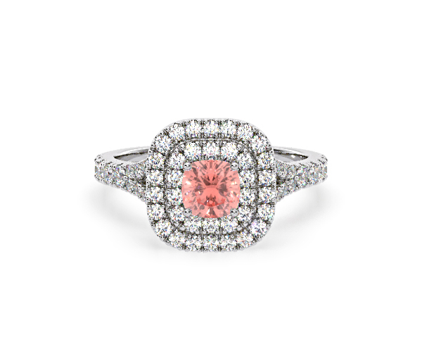 Anastasia Pink Lab Diamond 1.30ct Halo Ring in 18K White Gold - Elara Collection - 360 View