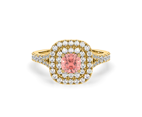 Anastasia Pink Lab Diamond 1.30ct Halo Ring in 18K Yellow Gold - Elara Collection - 360 View