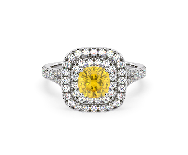Anastasia Yellow Lab Diamond 1.65ct Halo Ring in Platinum - Elara Collection - 360 View