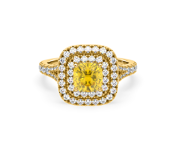 Anastasia Yellow Lab Diamond 1.65ct Halo Ring in 18K Yellow Gold - Elara Collection - 360 View