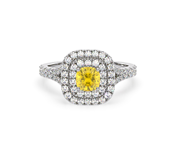 Anastasia Yellow Lab Diamond 1.30ct Halo Ring in Platinum - Elara Collection - 360 View