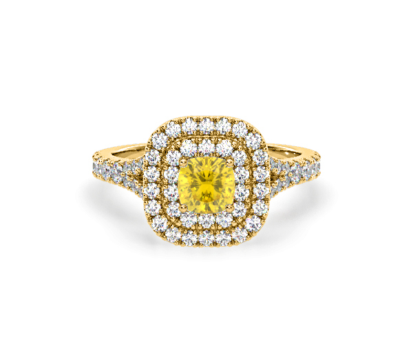 Anastasia Yellow Lab Diamond 1.30ct Halo Ring in 18K Yellow Gold - Elara Collection - 360 View