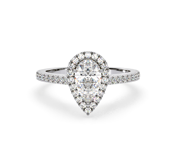 Diana Lab Diamond Pear Halo Engagement Ring Platinum 1.60ct F/VS1 - 360 View