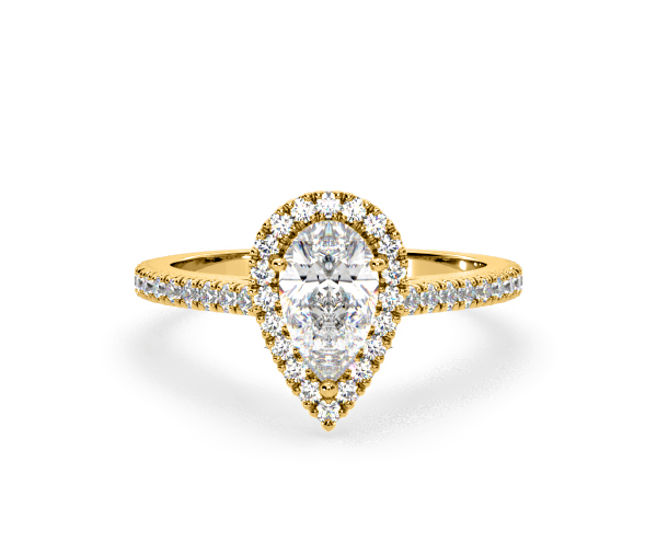 Diana GIA Diamond Pear Halo Engagement Ring in 18K Gold 1.60ct G/SI1 - 360 View