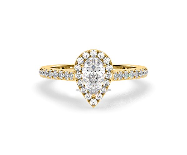 Diana Lab Diamond Pear Halo Engagement Ring in 18K Gold 1ct F/VS1 - 360 View