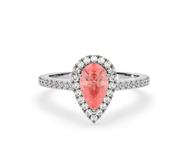 Diana Pink Lab Diamond Pear Halo Ring 1.60ct in 18K White Gold - Elara Collection - 360 View