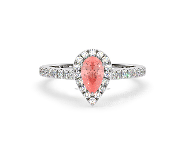 Diana Pink Lab Diamond Pear Halo Ring 1.00ct in 18K White Gold - Elara Collection - 360 View
