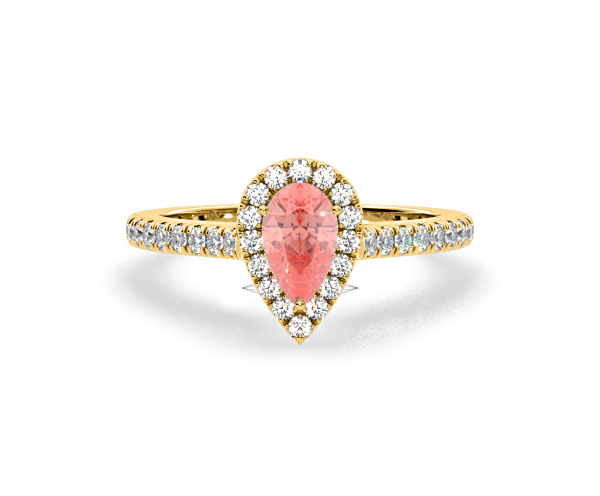 Diana Pink Lab Diamond Pear Halo Ring 1.00ct in 18K Yellow Gold - Elara Collection - 360 View