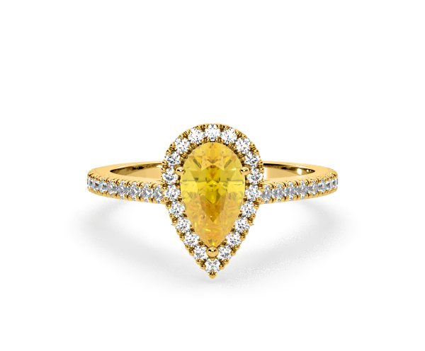Diana Yellow Lab Diamond Pear Halo Ring 1.60ct in 18K Yellow Gold - Elara Collection - 360 View