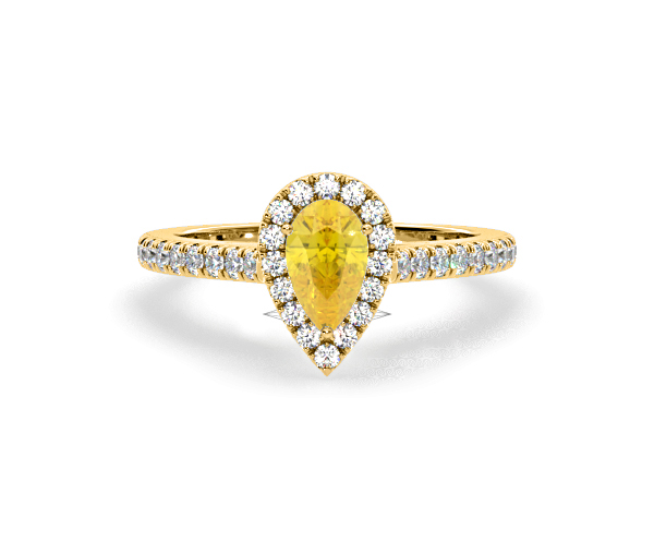 Diana Yellow Lab Diamond Pear Halo Ring 1.00ct in 18K Yellow Gold - Elara Collection - 360 View