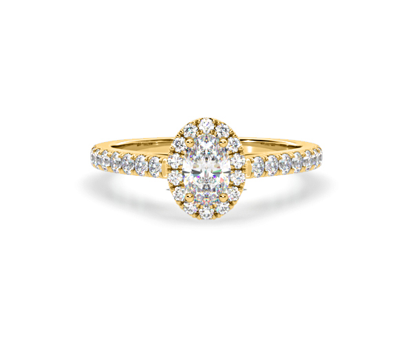 Georgina Lab Oval Diamond Halo Engagement Ring 18K Gold 1.00ct F/VS1 - 360 View