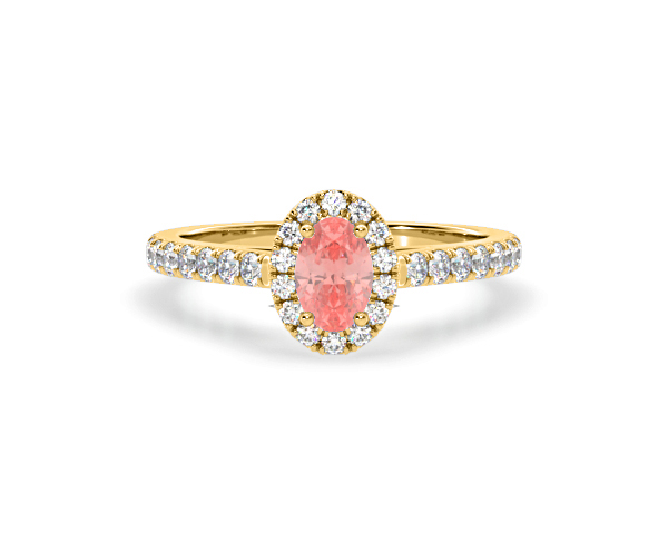 Georgina Pink Lab Diamond Oval Halo 0.90ct Ring in 18K Yellow Gold - Elara Collection - 360 View