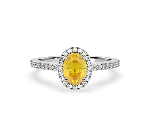 Georgina Yellow Lab Diamond Oval Halo 1.60ct Ring in Platinum - Elara Collection - 360 View