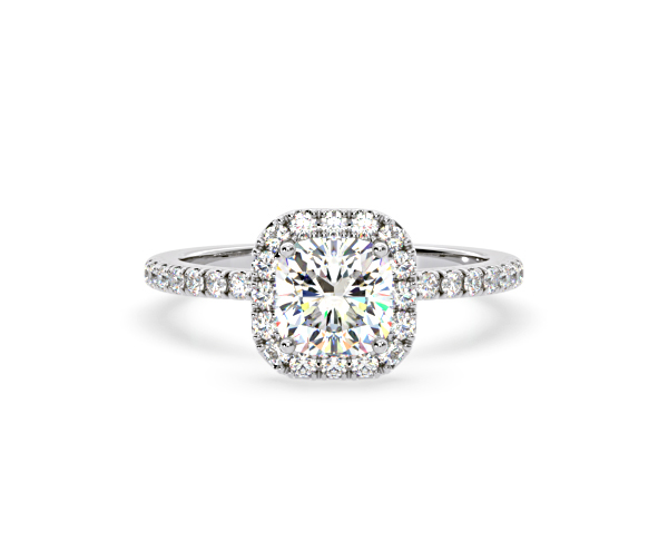 2.60ct Beatrice Lab Diamond Halo Engagement Ring 18K White Gold F/VS1 - 360 View