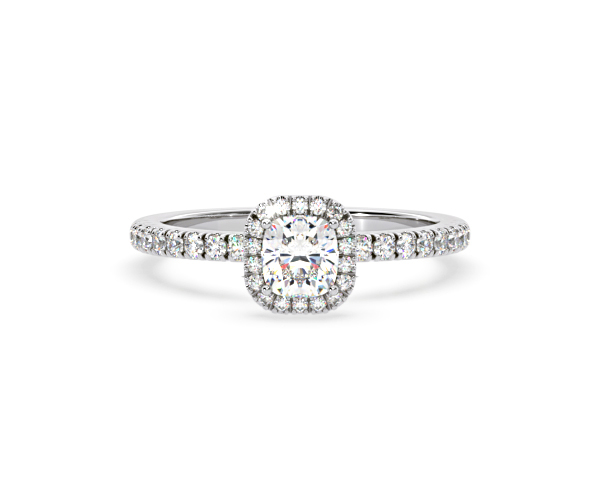 Beatrice Lab Diamond Halo Engagement Ring 18K White Gold 1ct F/VS1 - 360 View