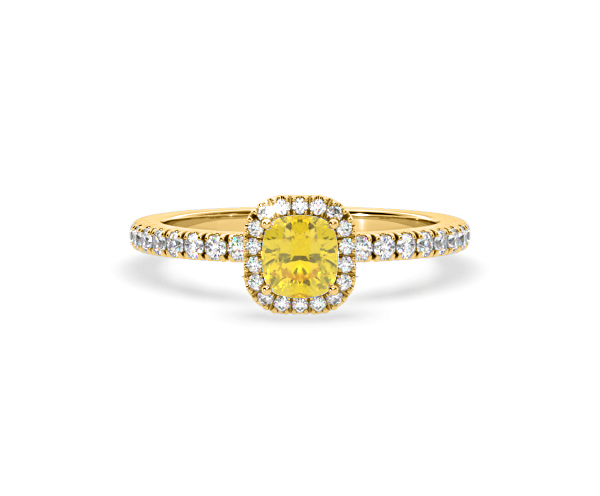 Beatrice Yellow Lab Diamond 1.00ct Cushion Halo Ring in 18K Yellow Gold- Elara Collection - 360 View