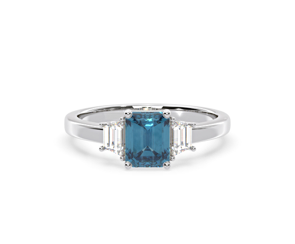 Erika Blue Lab Diamond 1.70ct Emerald Cut Ring in Platinum - Elara Collection - 360 View