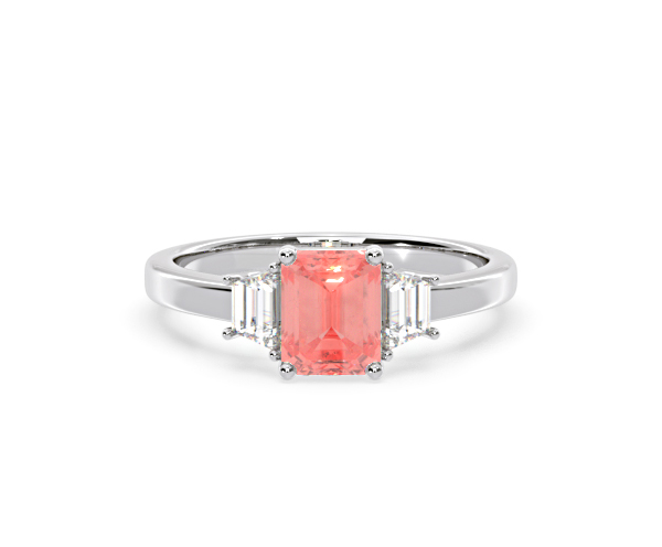 Erika Pink Lab Diamond 1.70ct Emerald Cut Ring in Platinum - Elara Collection - 360 View