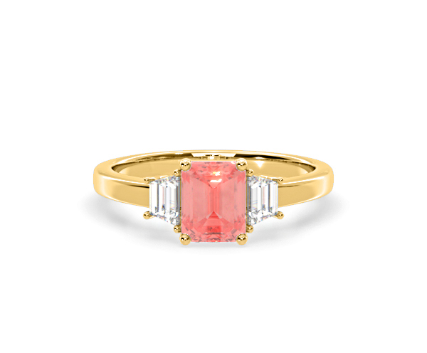Erika Pink Lab Diamond 1.70ct Emerald Cut Ring in 18K Yellow Gold - Elara Collection - 360 View