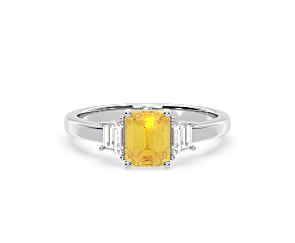 Erika Yellow Lab Diamond 1.70ct Emerald Cut Ring in Platinum - Elara Collection - 360 View
