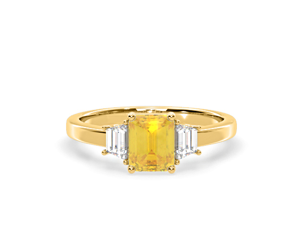 Erika Yellow Lab Diamond 1.70ct Emerald Cut Ring in 18K Yellow Gold - Elara Collection - 360 View