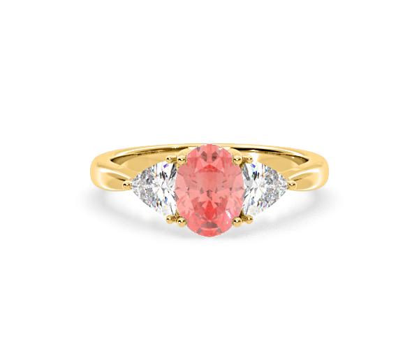 Dalia Pink Lab Diamond Oval with Trillions 1.70ct Ring in 18K Yellow Gold - Elara Collection - 360 View