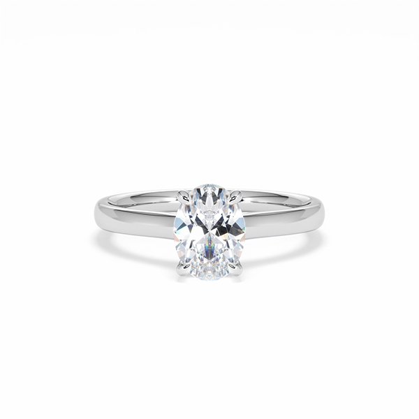 Amora Oval 1.00ct Hidden Halo Diamond Engagement Ring G/VS1 Set in 18K White Gold - 360 View