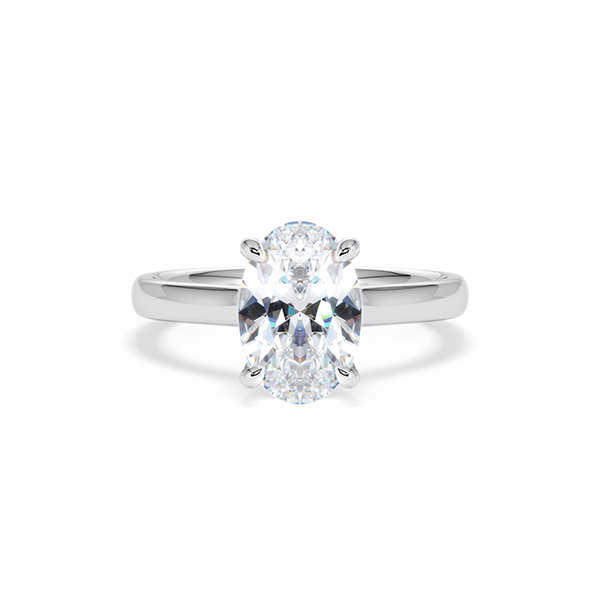 Amora Oval 2.00ct Hidden Halo Lab Diamond Engagement Ring F/VS1 Set in 18K White Gold - 360 View