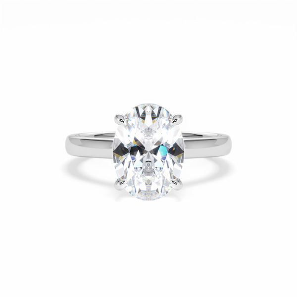 Amora Oval 3.00ct Hidden Halo Lab Diamond Engagement Ring G/VS1 Set in 18K White Gold - 360 View