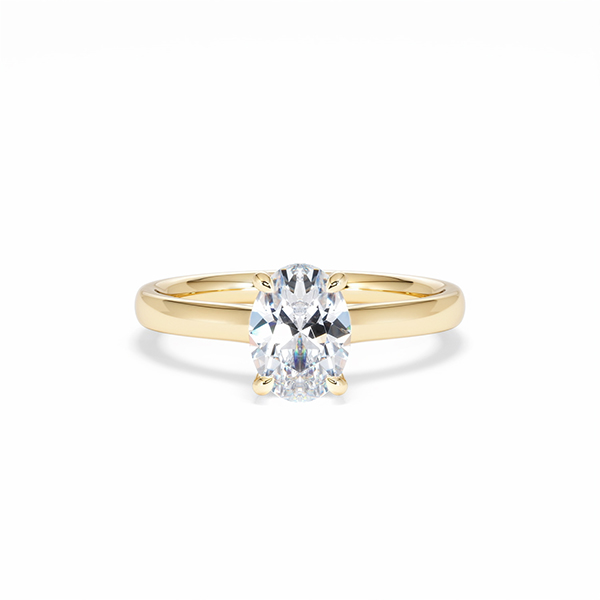 Amora Oval 1.00ct Hidden Halo Lab Diamond Engagement Ring F/VS1 Set in 18K Gold - 360 View