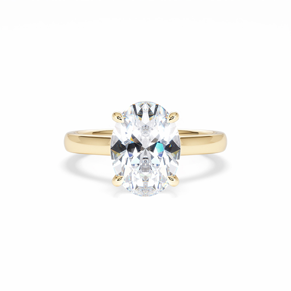 Amora Oval 3.00ct Hidden Halo Lab Diamond Engagement Ring G/VS1 Set in 18K Gold - 360 View