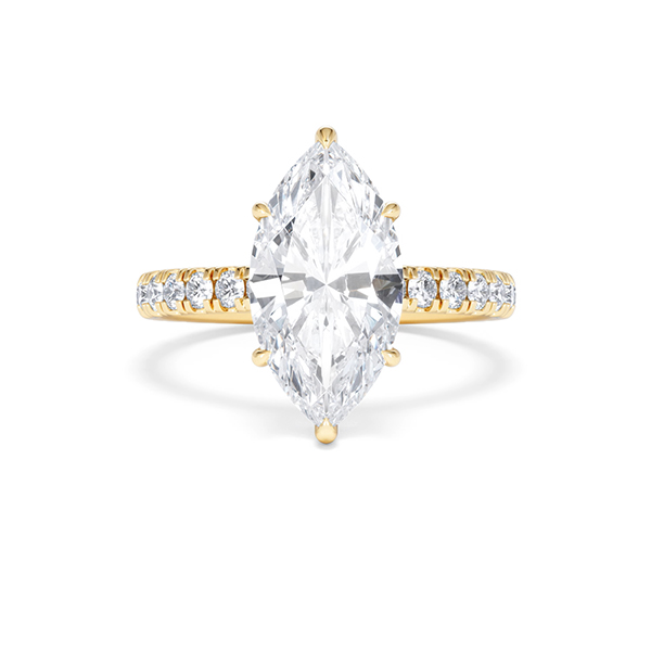 Amora Marquise 3.36ct Hidden Halo Lab Diamond Engagement Ring With Hidden Halo Set in 18K Gold - 360 View