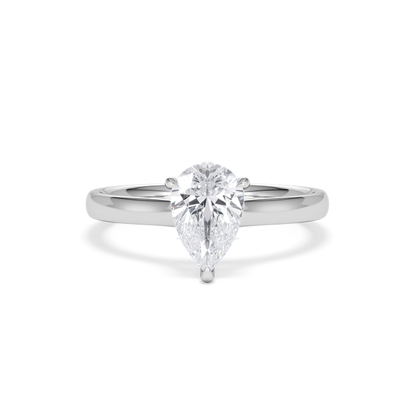 Amora Pear 1.07ct Hidden Halo Lab Diamond Engagement Ring F/VS Set in 18K White Gold - 360 View