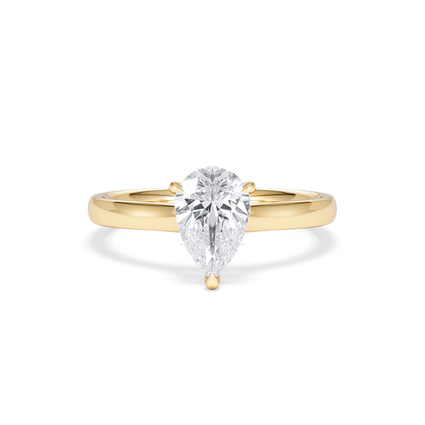 Amora Pear 1.07ct Hidden Halo Lab Diamond Engagement Ring F/VS Set in 18K Gold - 360 View