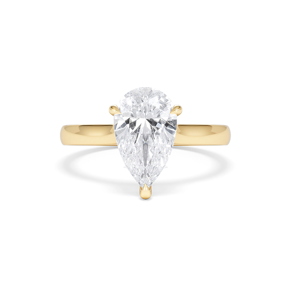 Amora Pear 2.09ct Hidden Halo Lab Diamond Engagement Ring F/VS Set in 18K Gold - 360 View