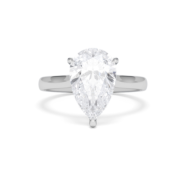 Amora Pear 3.11ct Hidden Halo Lab Diamond Engagement Ring G/VS Set in 18K White Gold - 360 View