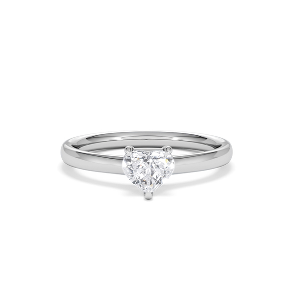 Amora Heart 0.50ct Lab Diamond Engagement Ring F/VS Set in 18K White Gold - 360 View