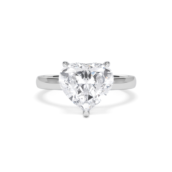 Amora Heart 3.11ct Hidden Halo Lab Diamond Engagement Ring G/VS Set in 18K White Gold - 360 View