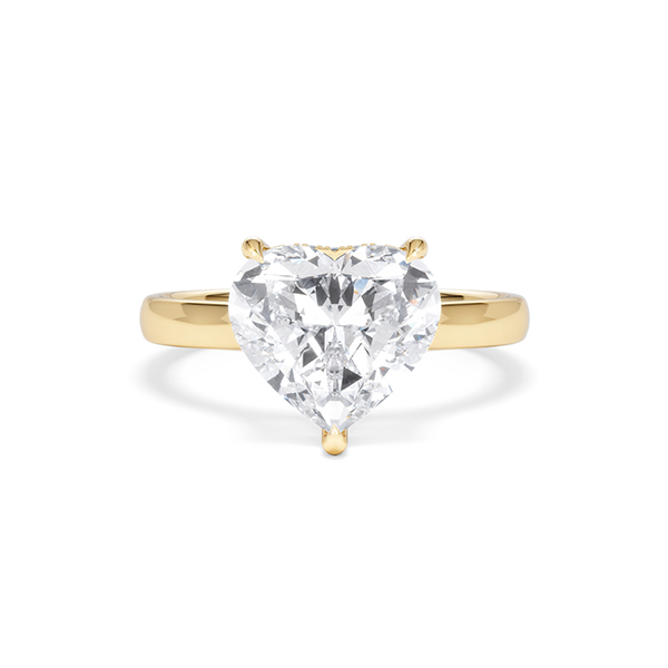 Amora Heart 3.11ct Hidden Halo Lab Diamond Engagement Ring G/VS Set in 18K Gold - 360 View