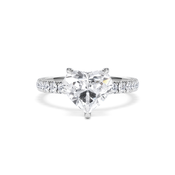 Amora Heart 2.55ct Hidden Halo Lab Diamond Engagement Ring With Side Stones Set in 18K White Gold - 360 View