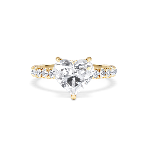 Amora Heart 2.55ct Hidden Halo Lab Diamond Engagement Ring With Side Stones Set in 18K Gold - 360 View