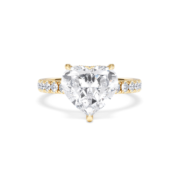 Amora Heart 3.36ct Hidden Halo Lab Diamond Engagement Ring With Side Stones Set in 18K Gold - 360 View