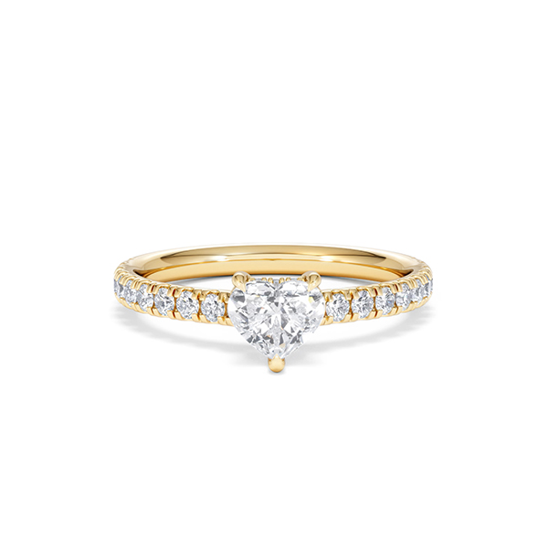 Amora Heart 0.97ct Hidden Halo Lab Diamond Engagement Ring With Side Stones Set in 18K Gold - 360 View