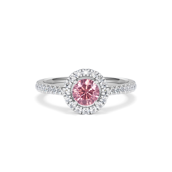 Pink Tourmaline 0.50CT and Diamond Halo 18K Gold Ring UT39 - 360 View