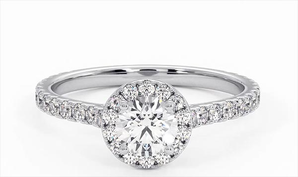 Reina GIA Diamond Halo Engagement Ring in 18K White Gold 1.10ct G/SI2 - 360 View