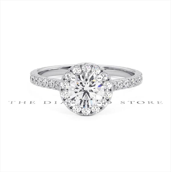 Reina GIA Diamond Halo Engagement Ring in 18K White Gold 1.40ct G/SI2 - 360 View