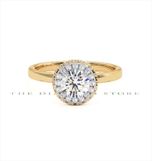 Eleanor GIA Diamond Halo Engagement Ring in 18K Gold 0.87ct G/SI2 - 360 View