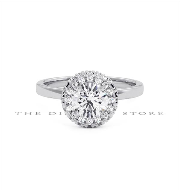 Eleanor GIA Diamond Halo Engagement Ring 18K White Gold 1.09ct G/VS2 - 360 View